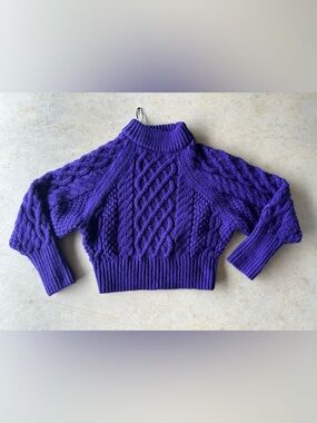H&M Bold Purple Cable Knit Turtleneck Sweater